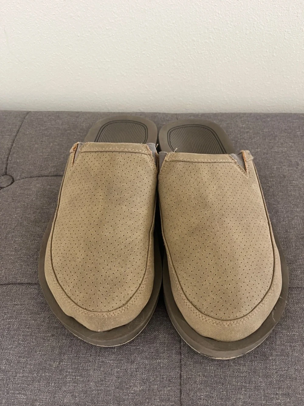 Cobian Men’s Slip-On Loafers in Beige and Olive